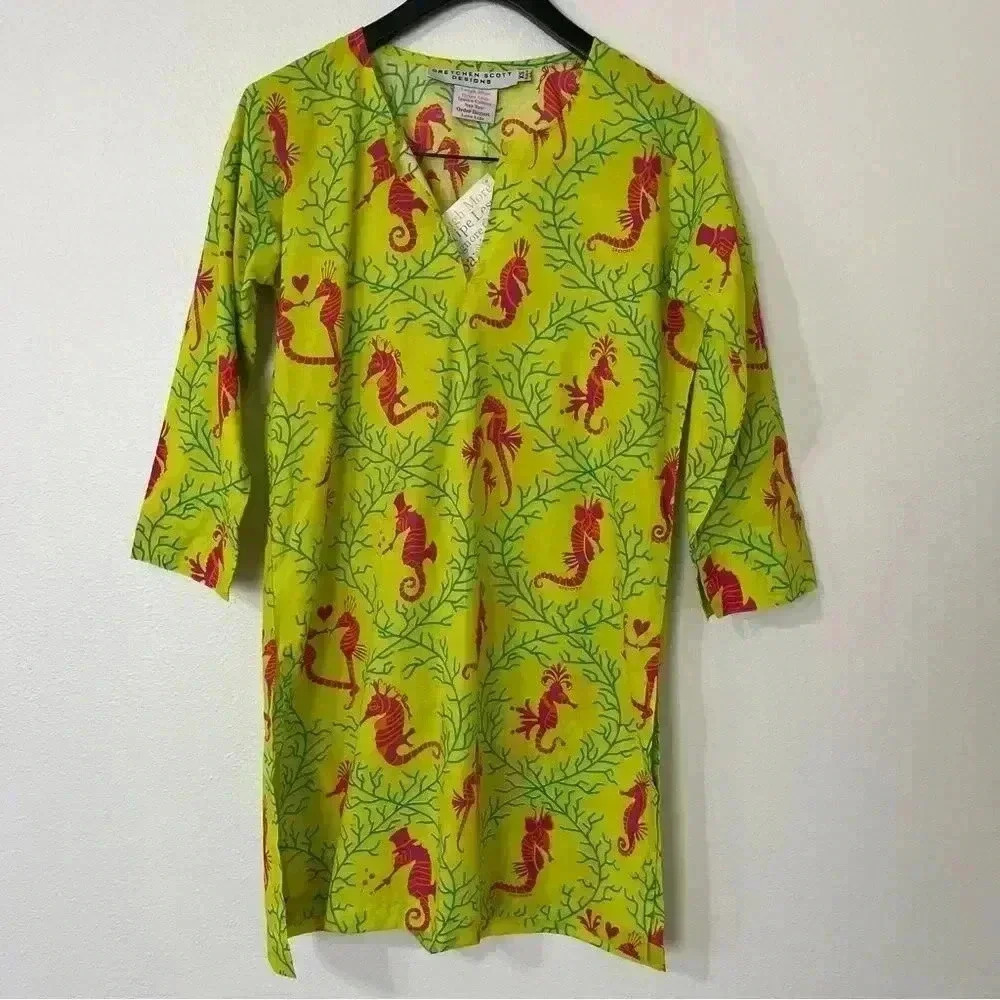 Gretchen Scott Seahorse Cotton Tunic Cover Up